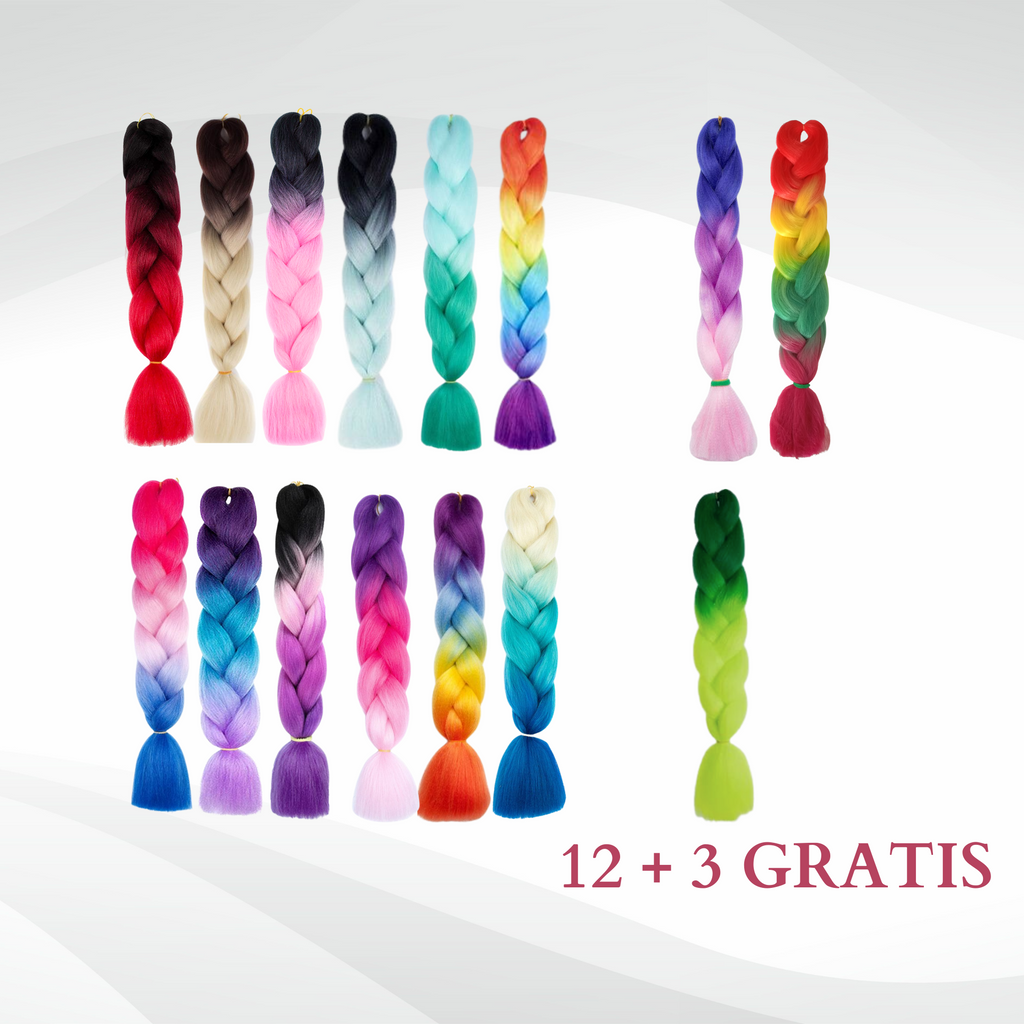 12+3 GRATIS Kanekalon višebojna kosa – sintetička kosa za pletenice i ekstenzije