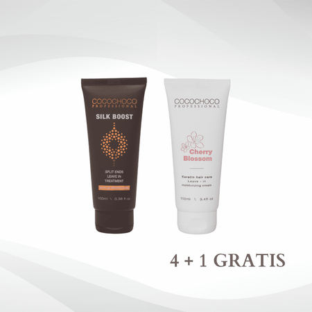 Cocochoco 4+1 gratis paket – Cherry Blossom leave-in njega i Silk Boost tretman za vrhove, 100 ml